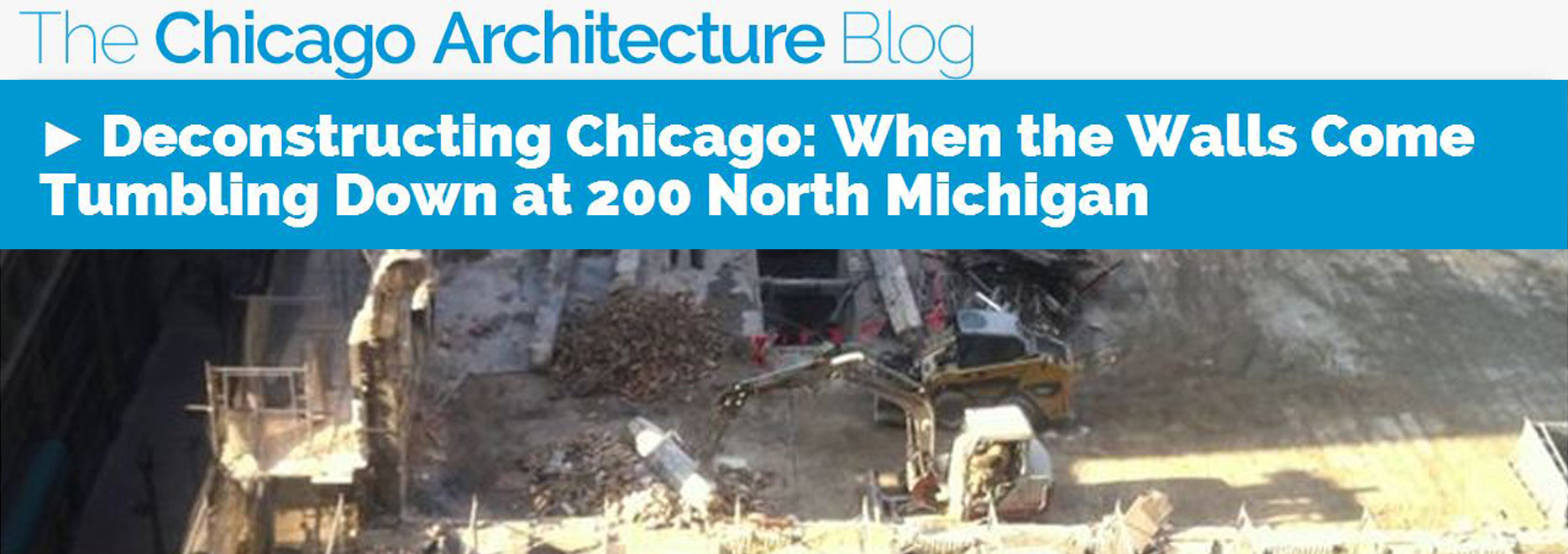 Demolition Continues at Future Site of bKL designed 200 North Michigan Avenue Tower